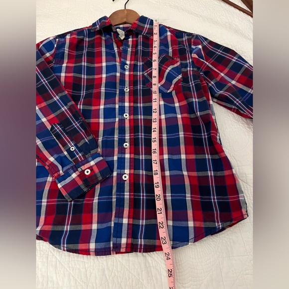 Faded Glory Red Plaid Button-Down Long-Sleeve Boys Shirt Large - Picture 2 of 6